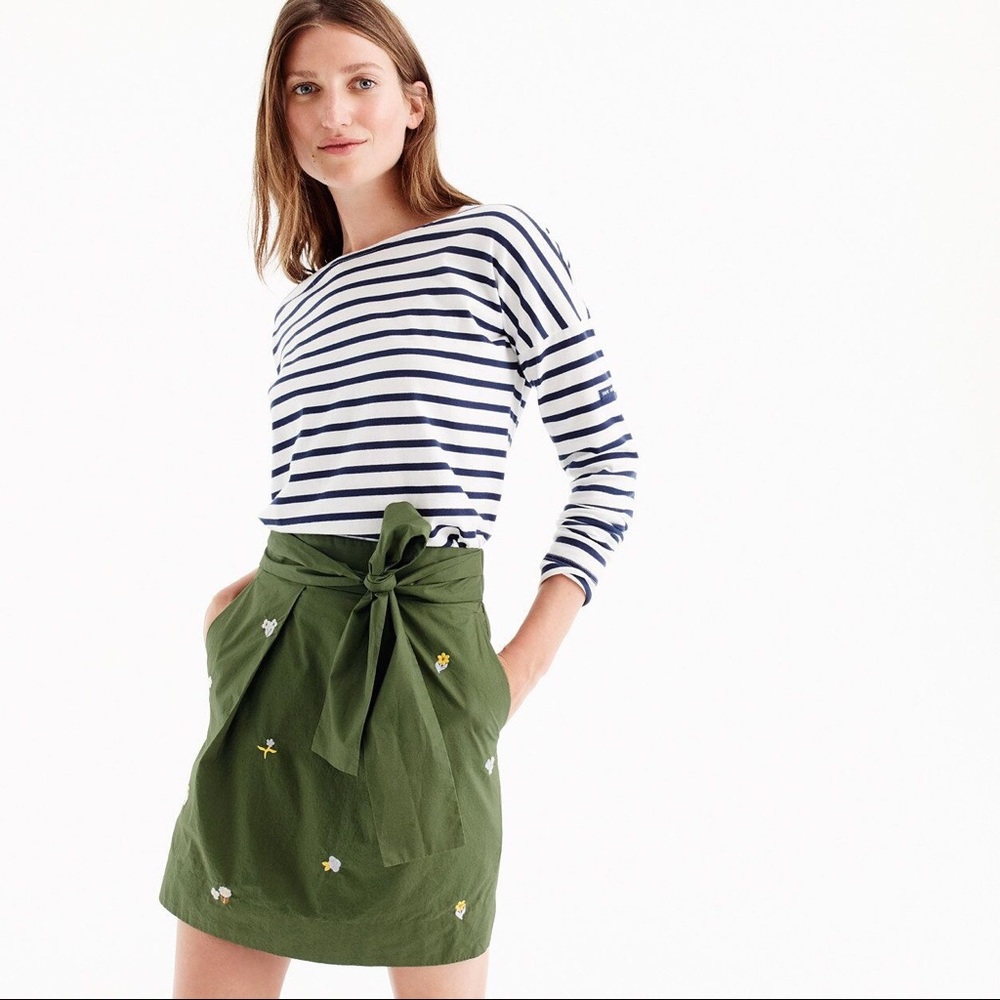 J CREW Floral Embroidered Tie-Waist Skirt like new